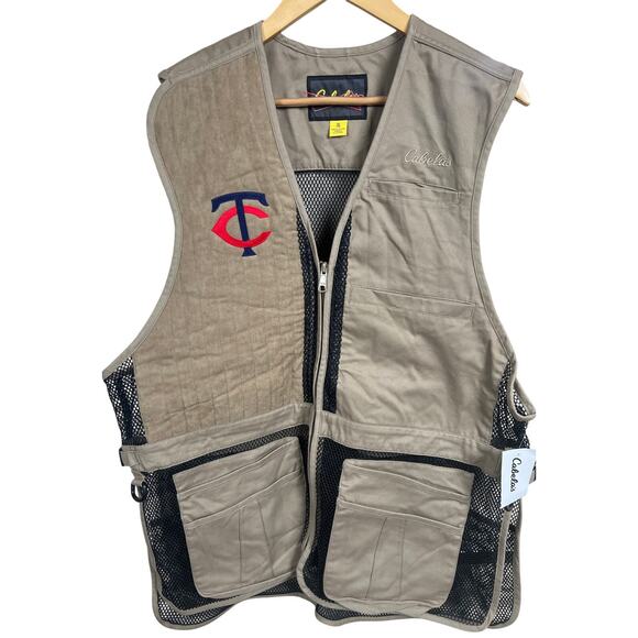Cabela's XL Maple Vest Multi Pocket Mesh NWT Fishing Shooting Twins Budweiser - Picture 1 of 6